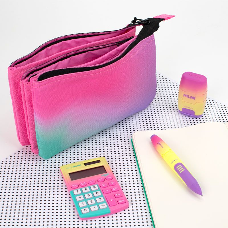 Estuche 5 compartimentos Sunset, rosa