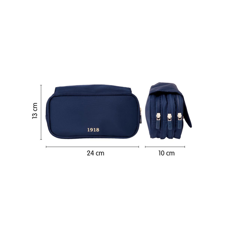 Estuche portatodo 4 cremalleras con solapa 1918, azul