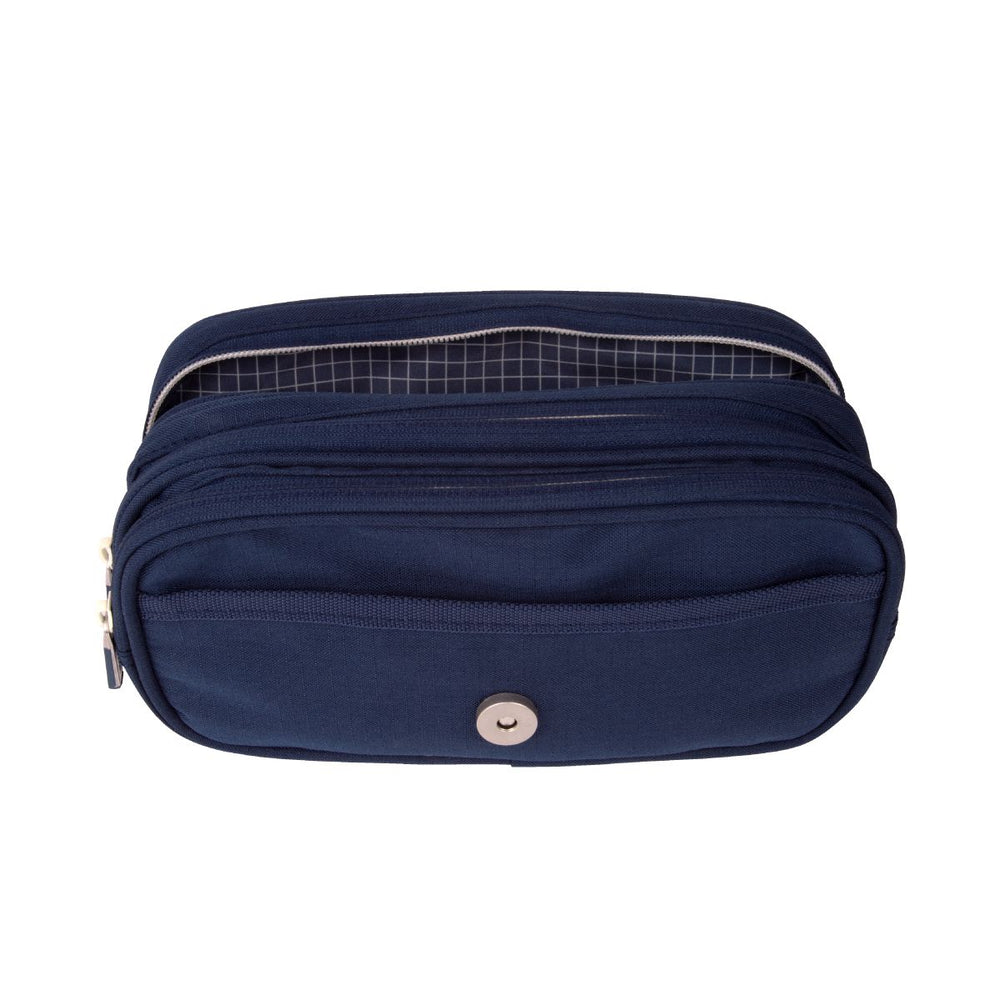 Estuche portatodo 4 cremalleras con solapa 1918, azul