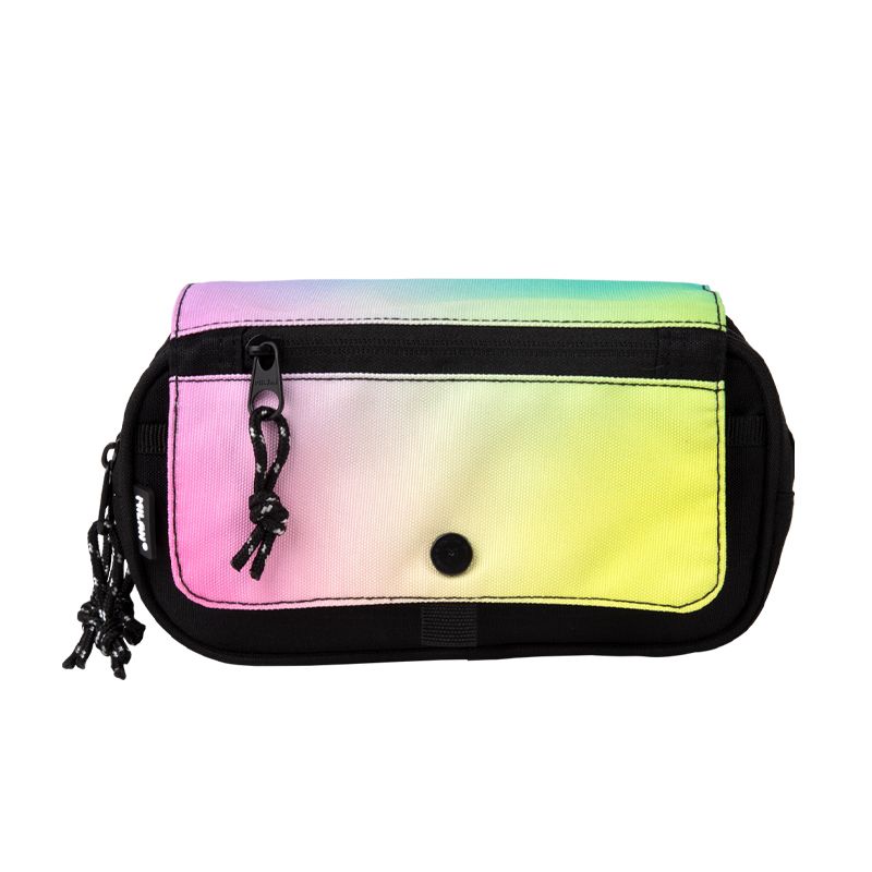 Estuche portatodo 4 cremalleras con solapa Sunset, negro
