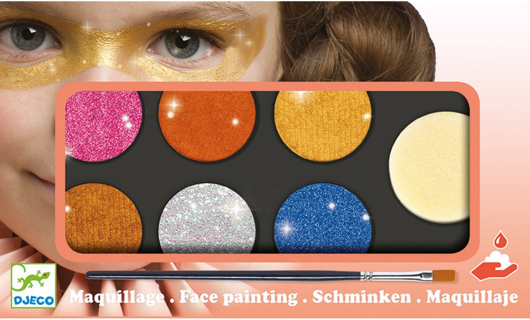Estuche de maquillaje paleta 6 colores efecto purpurina