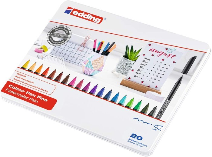 Rotulador edding 1200 20 colores surtidos caja metálica
