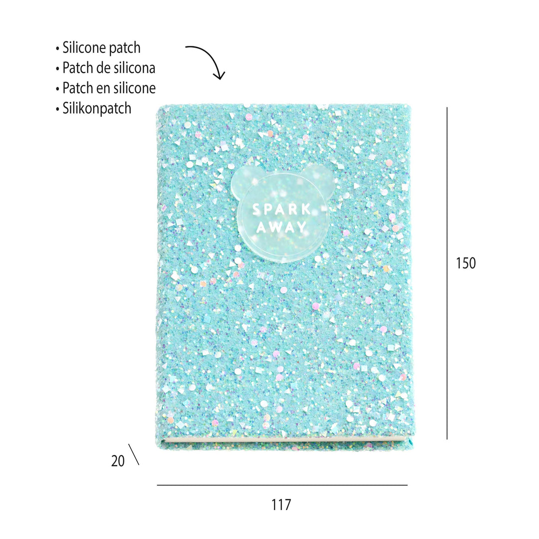 Cuaderno Purpurina Azul Liso Back2Fun