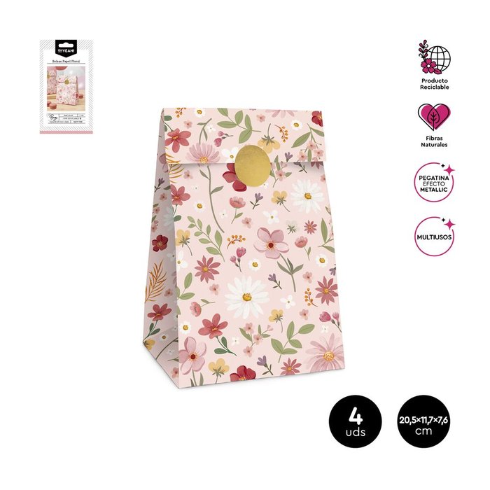 Set 4 sobres papel floral