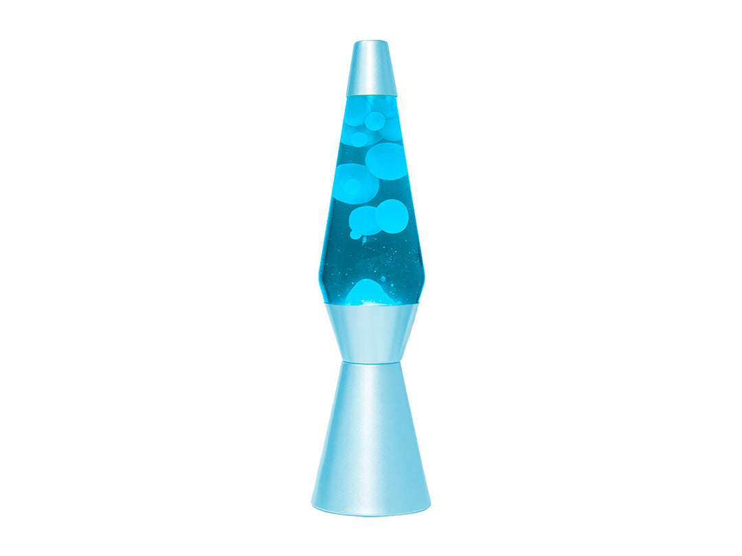 Lámpara de Lava 36 cm con Base Azul, Líquido Azul y Cera Blanca