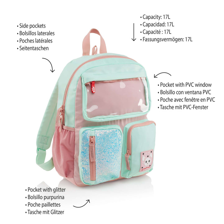 Mochila Bolsillo 3 Compartimentos Rosa Back2Fun