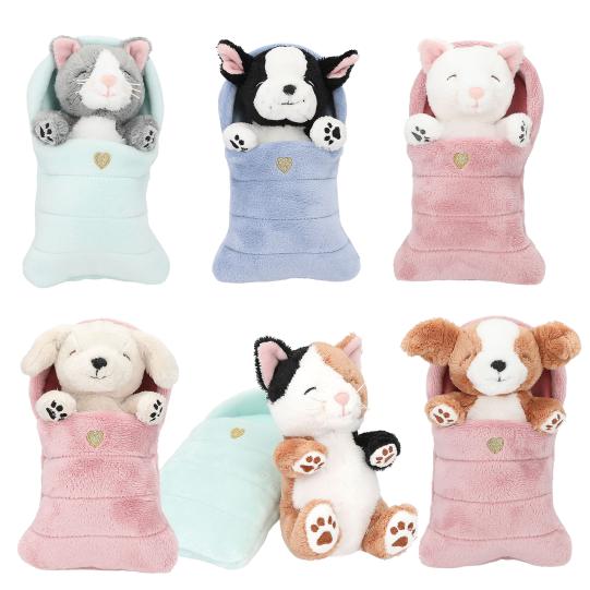TOPModel peluches perros y gatos en saco de dormir