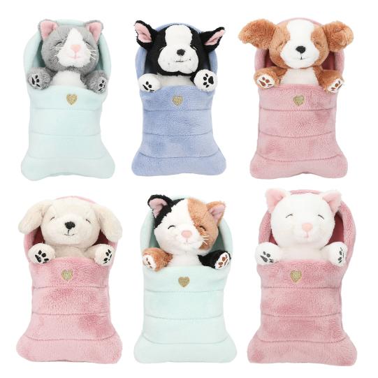 TOPModel peluches perros y gatos en saco de dormir