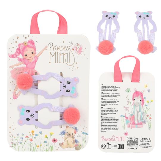 Princess Mimi pinzas para el pelo con pompón
