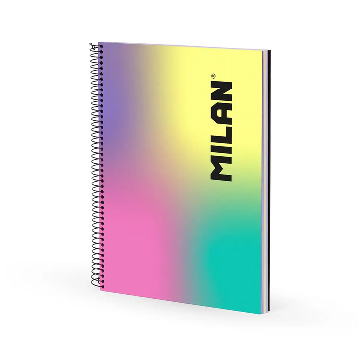 Cuaderno A4 con espiral y tapa dura, papel a líneas, 120 hojas de 95 gr/m², colección Sunset