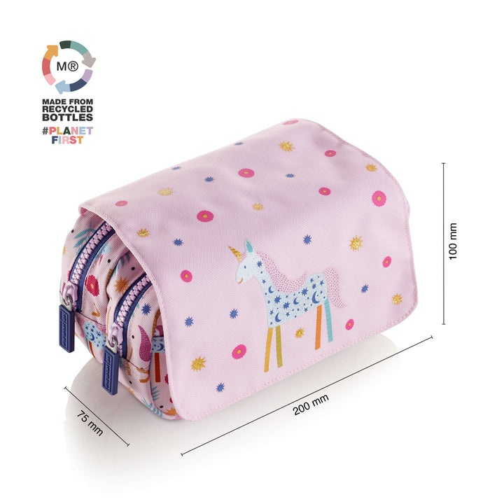 Portatodo Doble Con Tapa Recicl. Unicorn