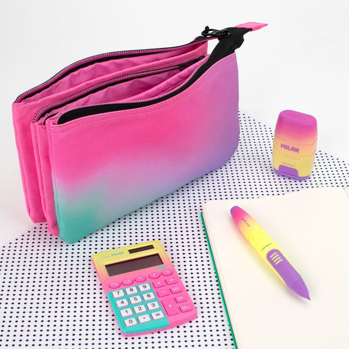 Estuche 5 compartimentos Sunset, rosa