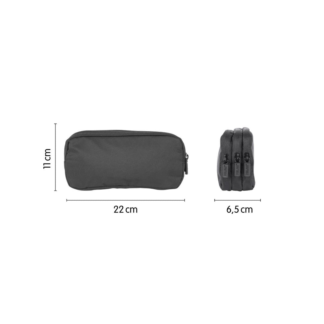 Estuche portatodo 3 cremalleras serie Shadow, negro