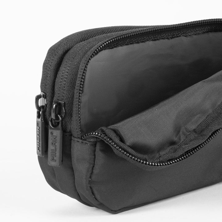 Estuche portatodo 3 cremalleras serie Shadow, negro