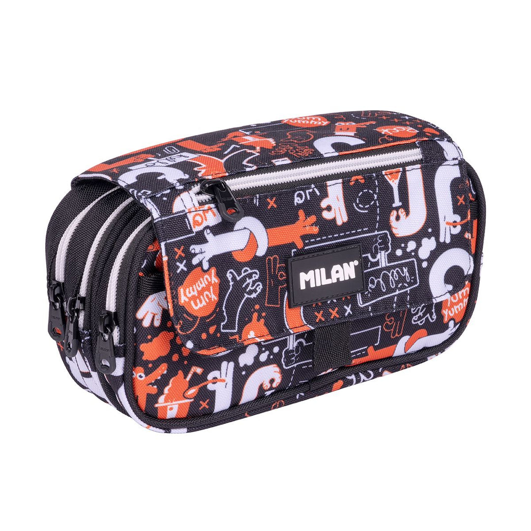 Estuche portatodo 4 cremalleras con solapa serie especial Fingers