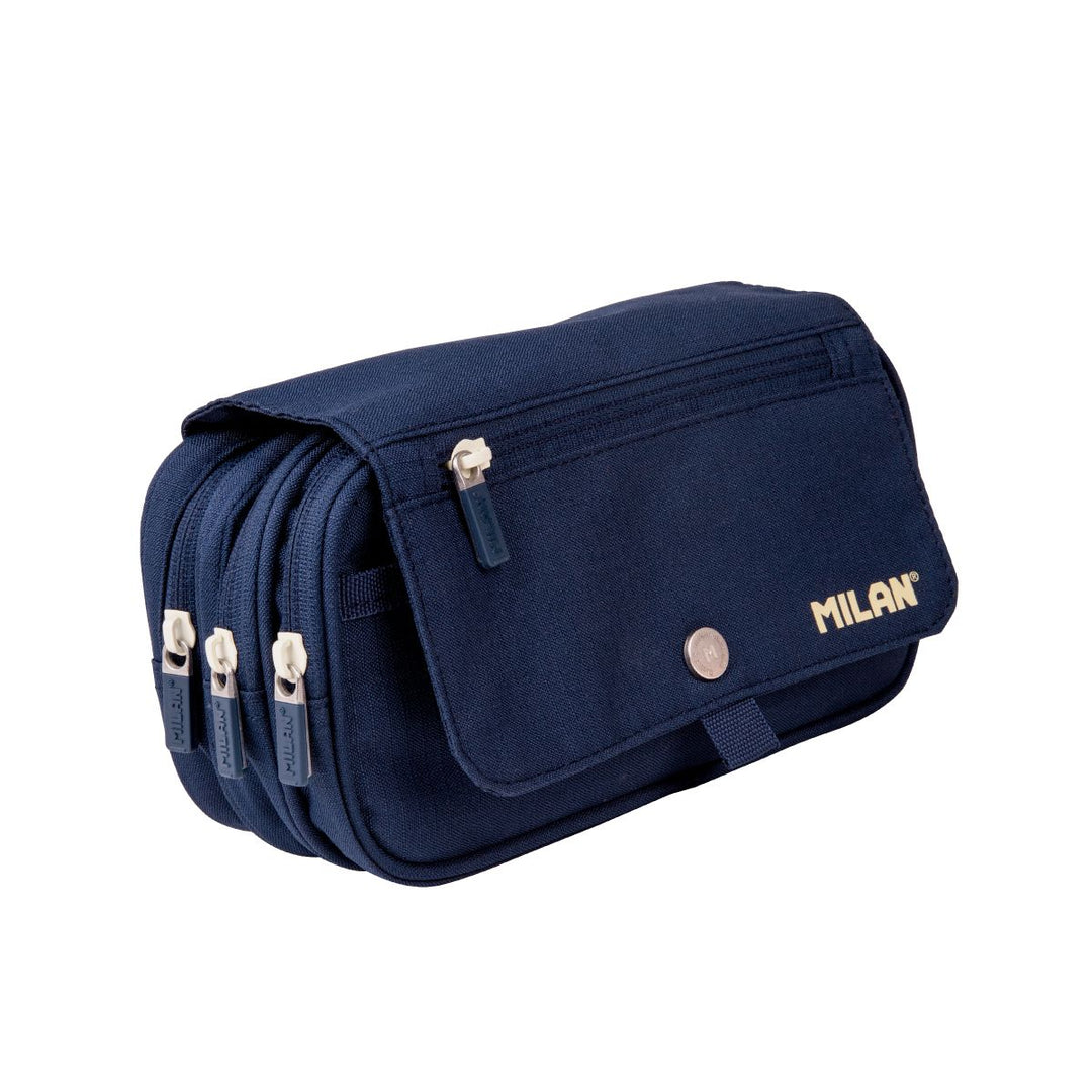 Estuche portatodo 4 cremalleras con solapa 1918, azul