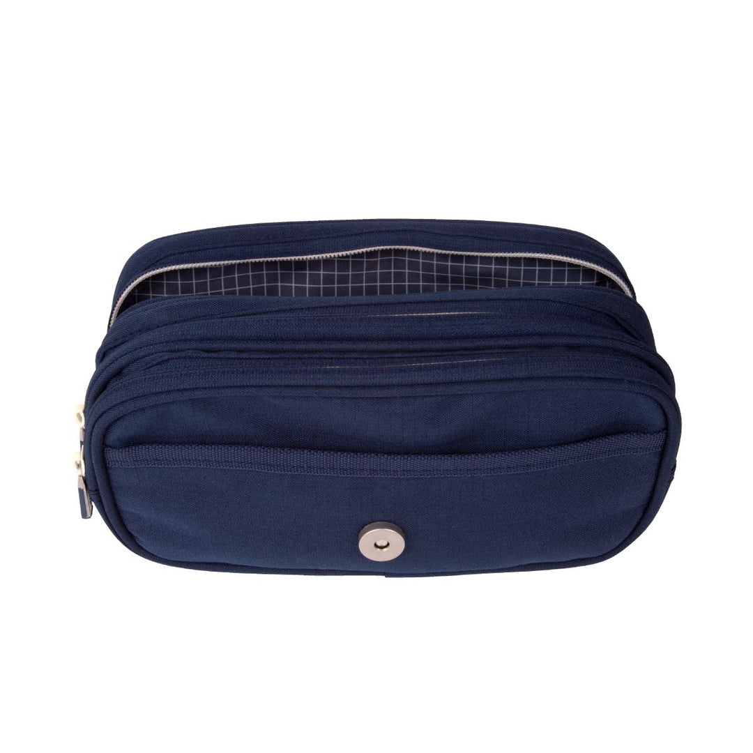 Estuche portatodo 4 cremalleras con solapa 1918, azul