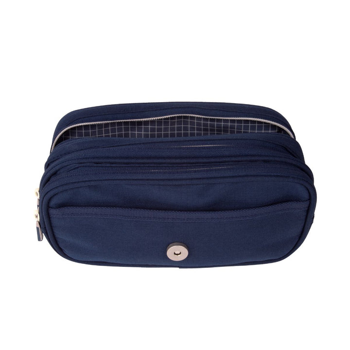 Estuche portatodo 4 cremalleras con solapa 1918, azul