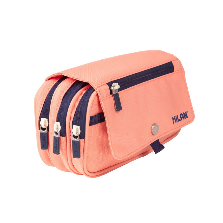 Estuche portatodo 4 cremalleras con solapa 1918, rosa