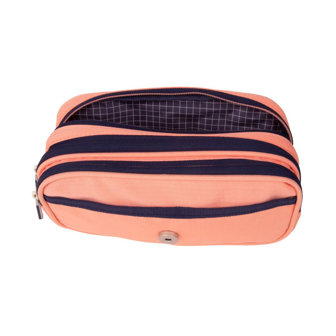 Estuche portatodo 4 cremalleras con solapa 1918, rosa