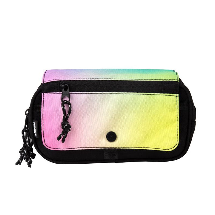 Estuche portatodo 4 cremalleras con solapa Sunset, negro