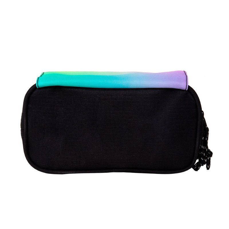Estuche portatodo 4 cremalleras con solapa Sunset, negro