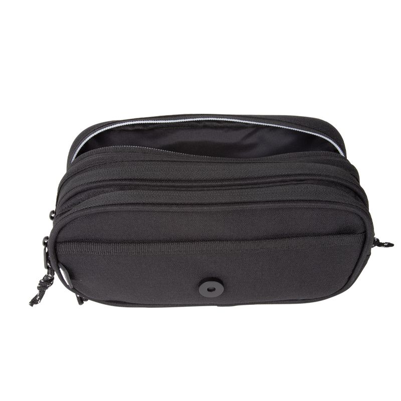 Estuche portatodo 4 cremalleras con solapa Sunset, negro