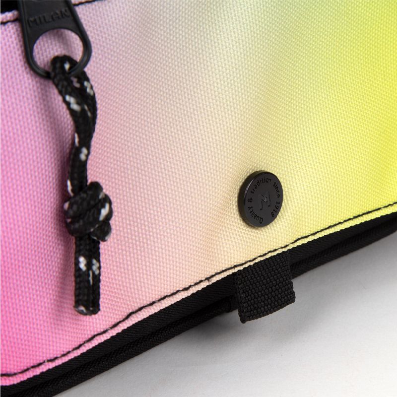 Estuche portatodo 4 cremalleras con solapa Sunset, negro