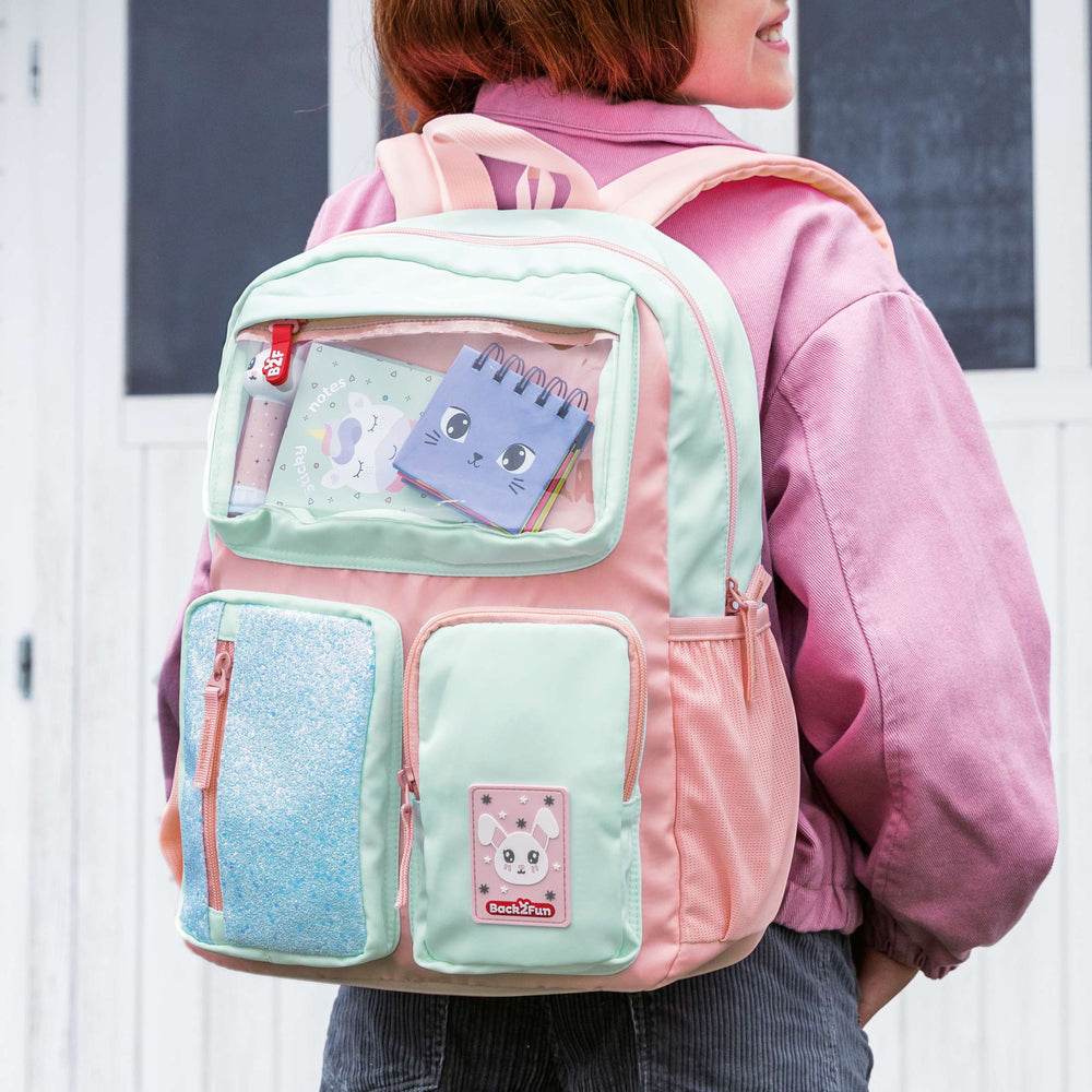 Mochila Bolsillo 3 Compartimentos Rosa Back2Fun