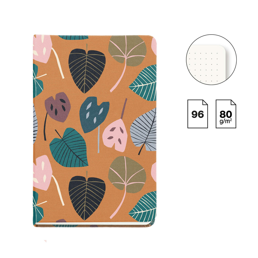 Logbook Punteado Fabric Hojas Ocre