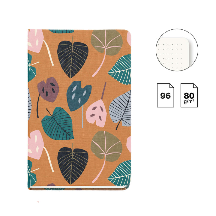 Logbook Punteado Fabric Hojas Ocre