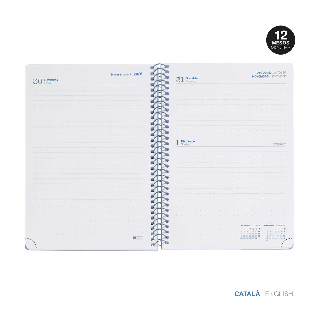 Agenda Escolar Plus Día Página Catalán College Azul 2026-27