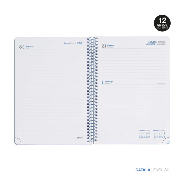 Agenda Escolar Plus Día Página Catalán College Azul 2026-27
