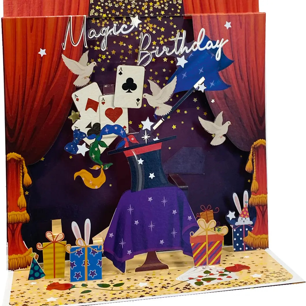 Tarjeta felicitación 3D Pop-Up Aniversario lleno de magia