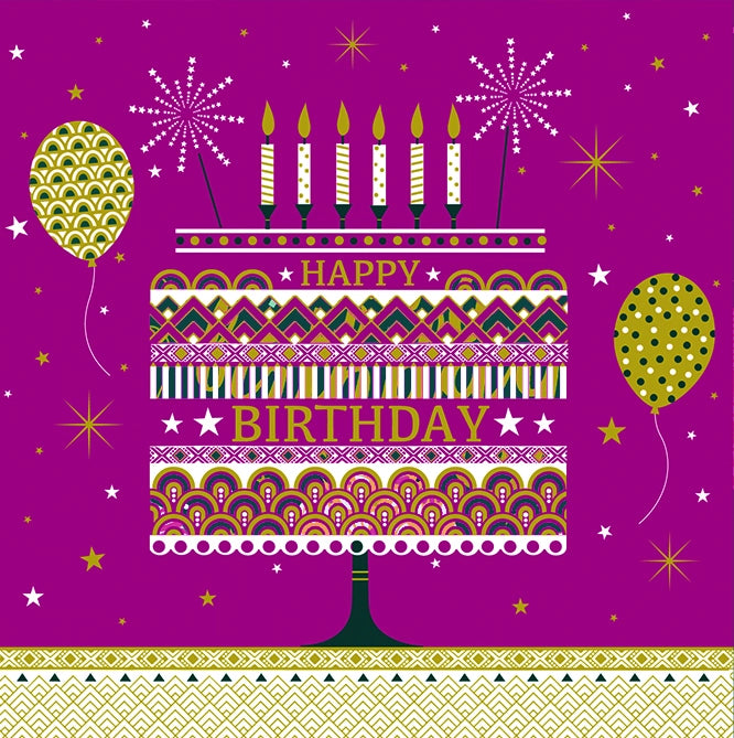 Tarjeta felicitación Arabesque Pastel de cumpleaños