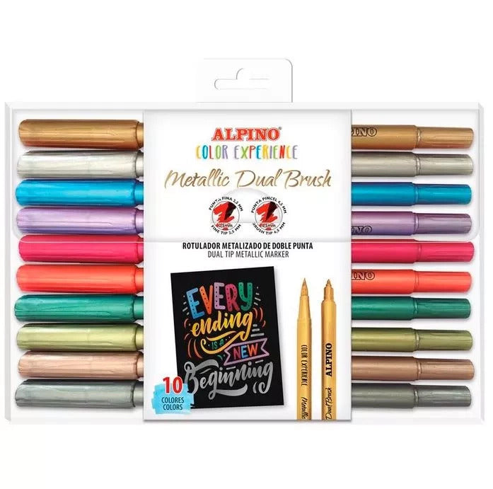 10 rotuladores Dual Brush Metallic Color Experience