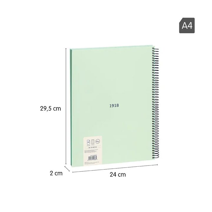 Cuaderno A4 con espiral y tapa dura, papel cuadriculado, colección 430 since 1918