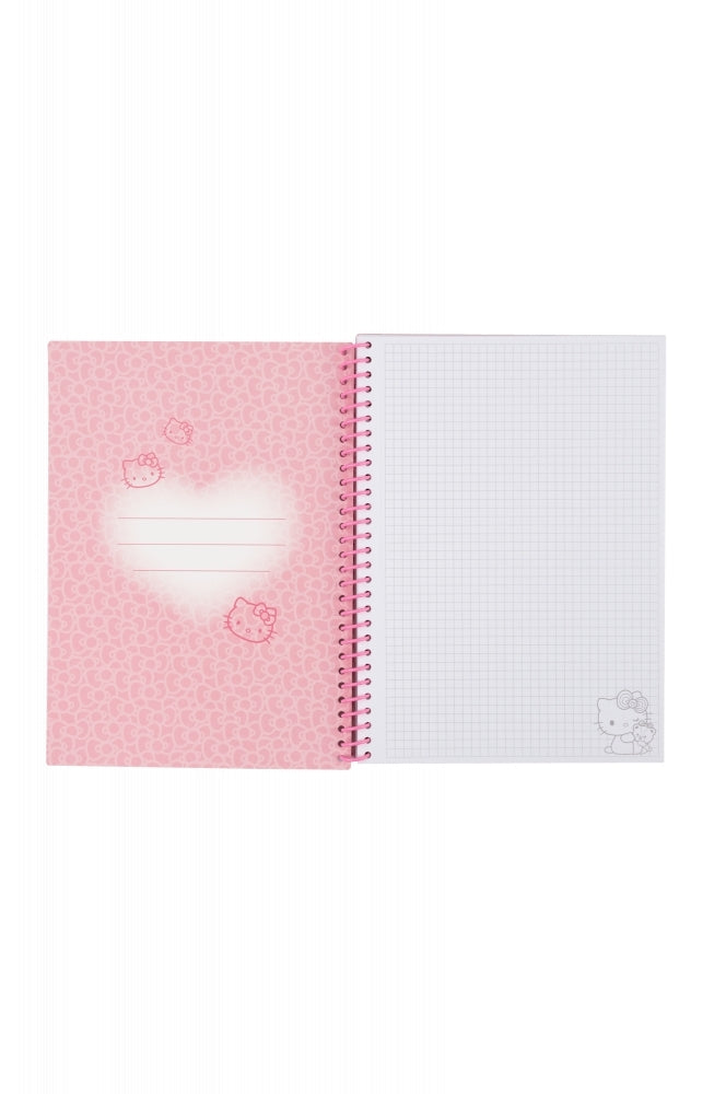 Cuaderno espiral B5 100 hojas cuadrícula Hello Kitty - Pink