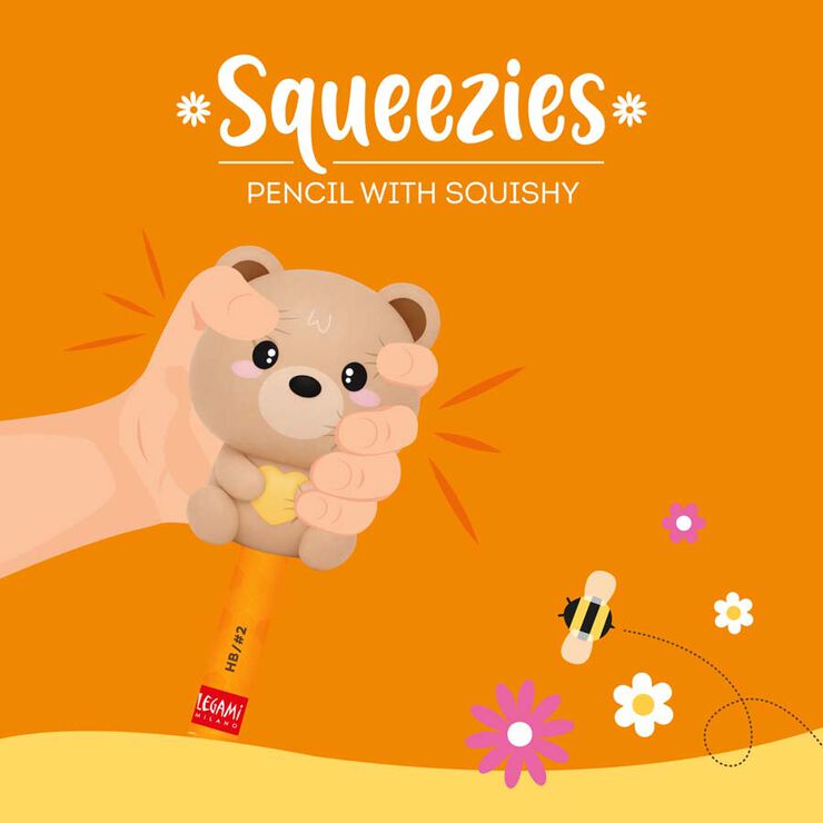 Lápiz con squishy - Squeezies - Teddy Bear - mina HB