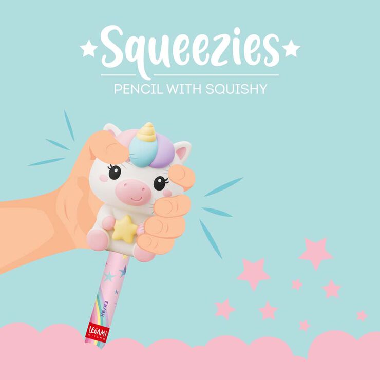 Lápiz con squishy - Squeezies - Unicorn - mina HB