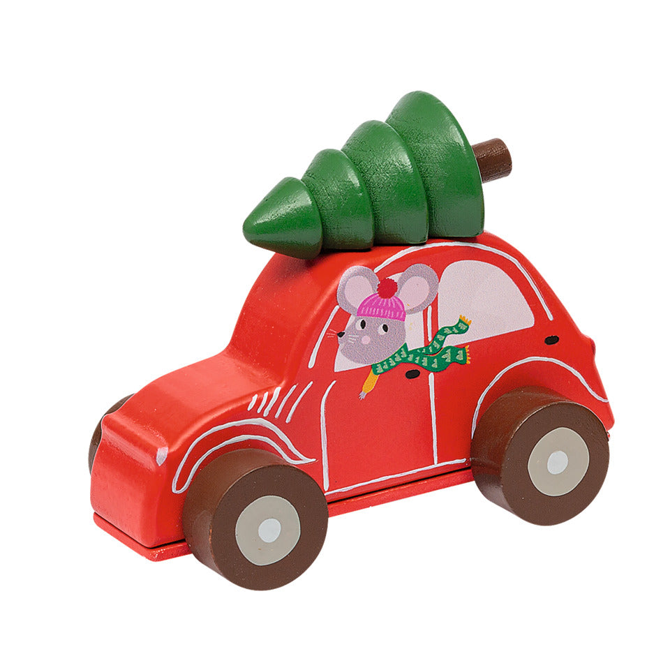 Navidad - Coche de madera con fricción