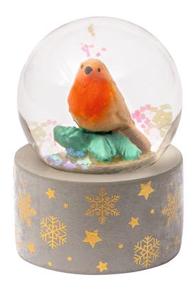 Navidad - Bola de nieve con brillantina dorada