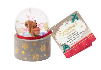 Navidad - Bola de nieve con brillantina dorada