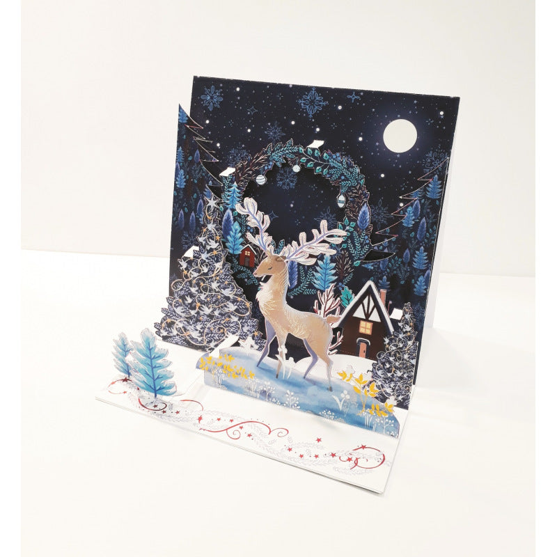 Tarjetas 3D Pop Up Navidad - Ciervo en el bosque