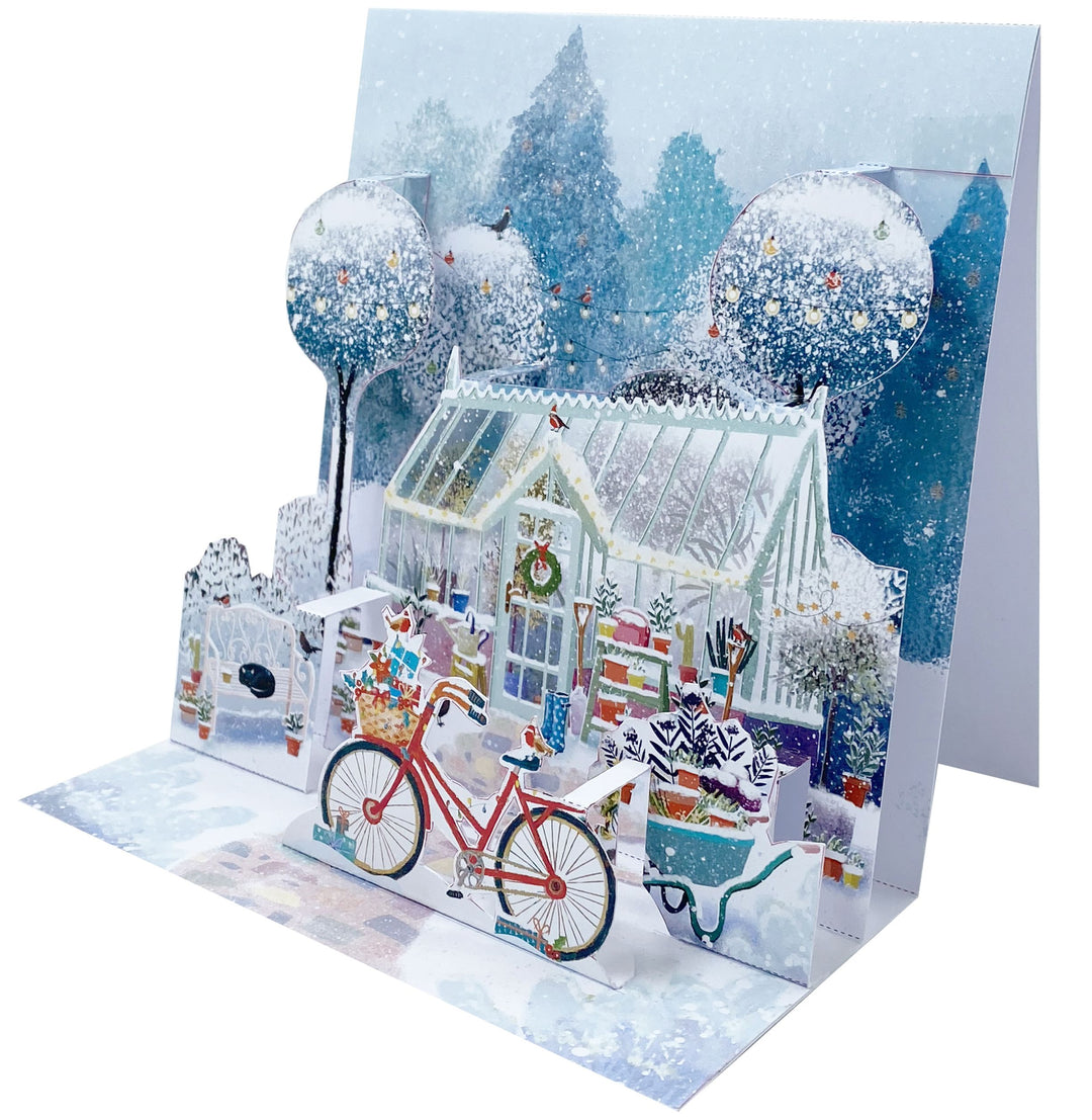 Tarjetas 3D Pop Up Navidad - Invernadero nevado
