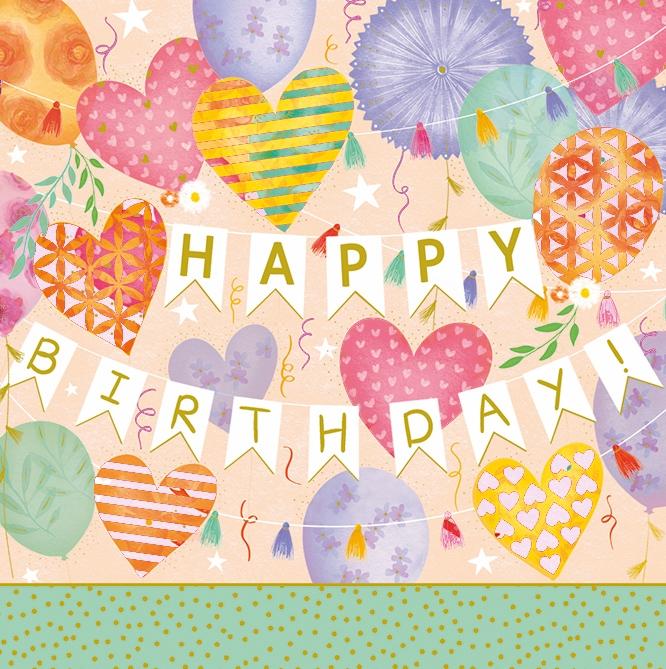 Tarjeta felicitación Arabesque guirnalda Happy Birthday