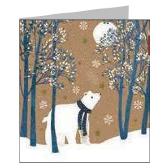Tarjeta Navidad Kraft Work - Oso en el bosque