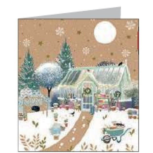 Tarjeta Navidad Kraft Work - Invernadero nevado