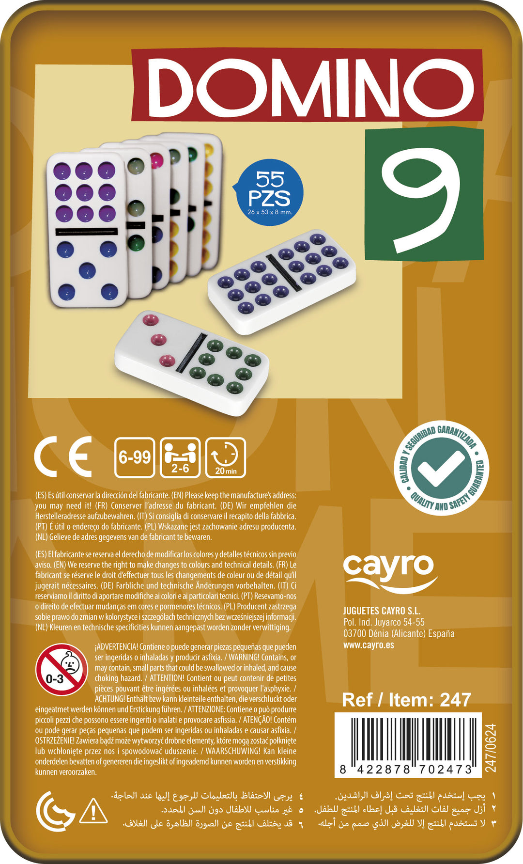 Domino Colores Doble 9 Metal Box