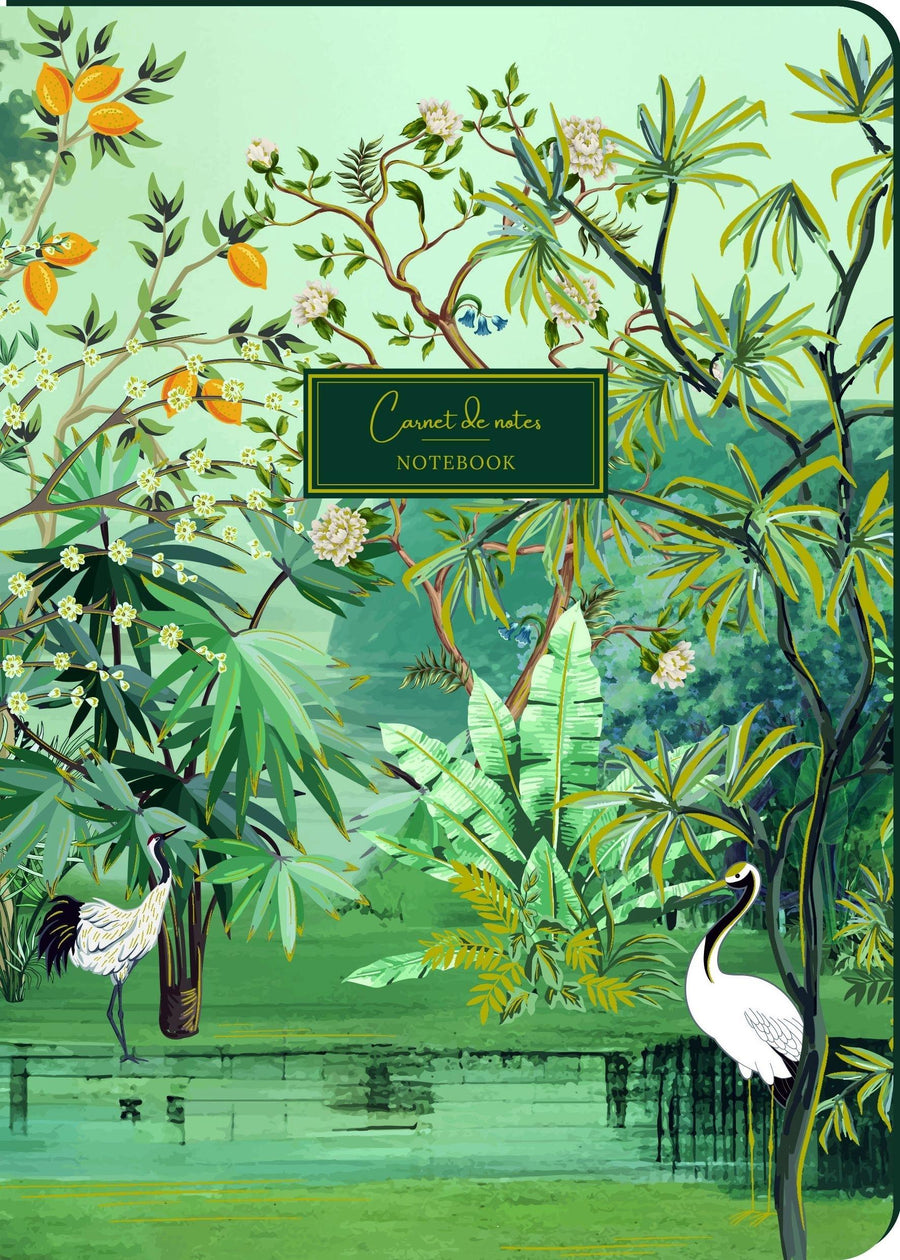 Cuadernos A5 Tacto suave Paisaje tropical con ave y limonero